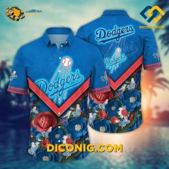 MLB Los Angeles Dodgers Hawaiian Shirt Custom Floral Chevron