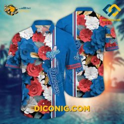 MLB Los Angeles Dodgers Hawaiian Shirt Custom Floral Stripe