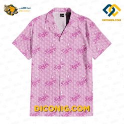 los angeles dodgers hawaiian shirt pink paradise