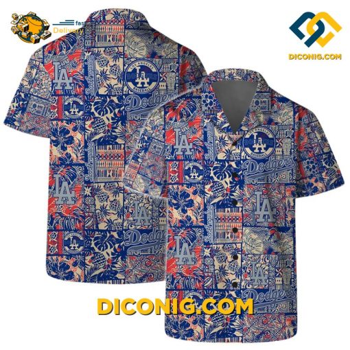 MLB Los Angeles Dodgers Hawaiian Shirt Custom Retro Patchwork