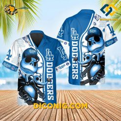 los angeles dodgers hawaiian shirt skeleton swag