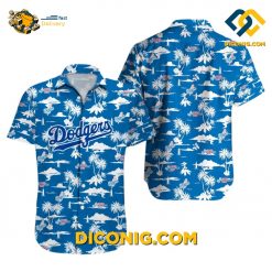los angeles dodgers hawaiian shirt tropical palms