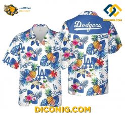 los angeles dodgers hawaiian shirt tropical pineapple paradise