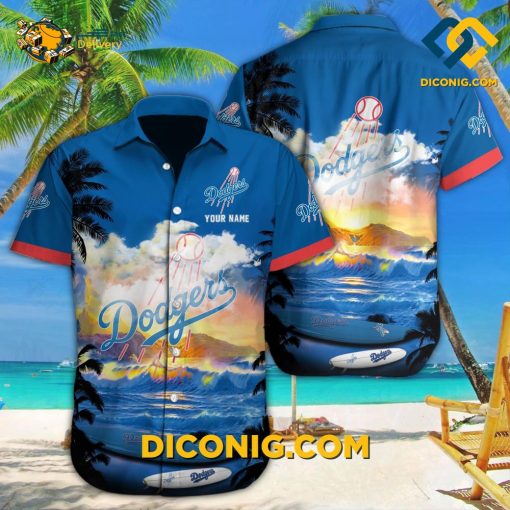 MLB Los Angeles Dodgers Hawaiian Shirt Custom Tropical Sunset