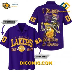 NBA Los Angeles Lakers Hawaiian Shirt Custom Bleed Gold Purple