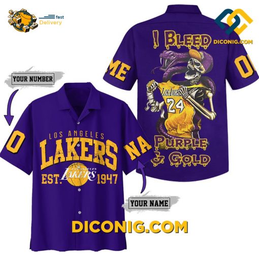 NBA Los Angeles Lakers Hawaiian Shirt Custom Bleed Gold Purple