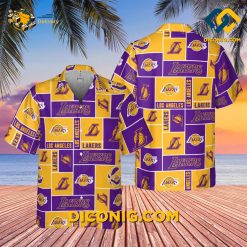 NBA Los Angeles Lakers Hawaiian Shirt Custom Block Style