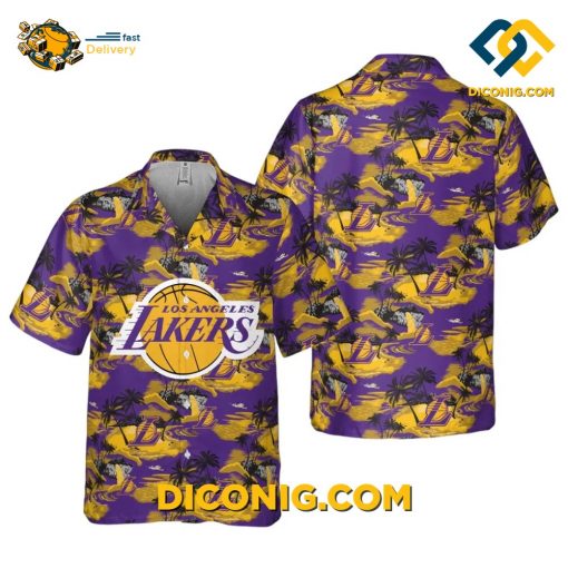 NBA Los Angeles Lakers Hawaiian Shirt Custom Sunset Surf