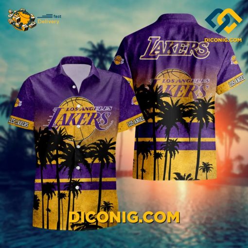 NBA Los Angeles Lakers Hawaiian Shirt Custom Tropic Sunset