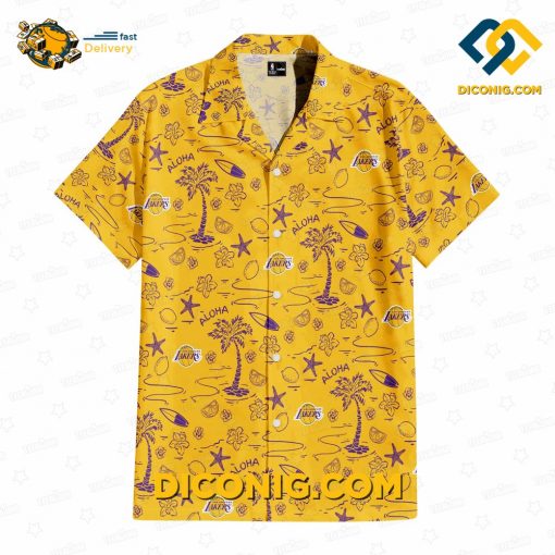NBA Los Angeles Lakers Hawaiian Shirt Custom Tropical Breeze