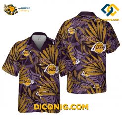 NBA Los Angeles Lakers Hawaiian Shirt Custom Vivid Leaf