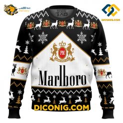 marlboro print fun christmas ugly sweater