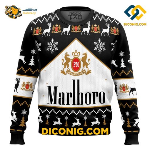 Marlboro Print Fun Christmas Ugly Sweater