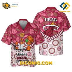 NBA Miami Heat Hawaiian Shirt Custom Mascot Eat Sleep Heat Repeata