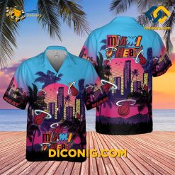 NBA Miami Heat Hawaiian Shirt Custom Neon Skyline