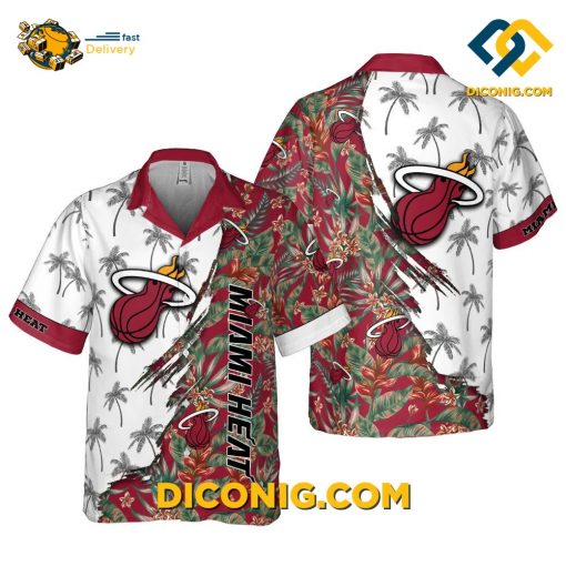 NBA Miami Heat Hawaiian Shirt Custom Split Tropics