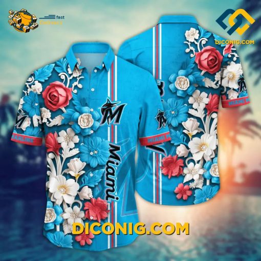 MLB Miami Marlins Hawaiian Shirt Custom Elegant Blossom