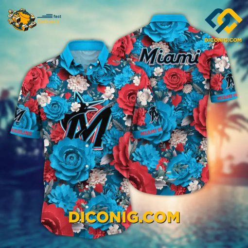 MLB Miami Marlins Hawaiian Shirt Custom Full Bloom