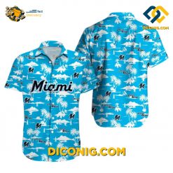 miami marlins hawaiian shirt logo beach vibes
