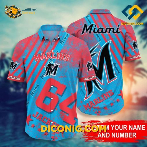 MLB Miami Marlins Hawaiian Shirt Custom Oceanic Waves