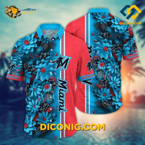 MLB Miami Marlins Hawaiian Shirt Custom Patriotic Bloom