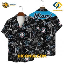 miami marlins hawaiian shirt retro beach sketch