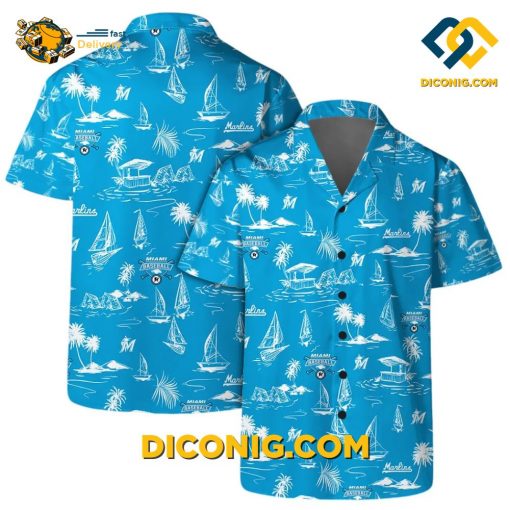 MLB Miami Marlins Hawaiian Shirt Custom Sailboat Paradise