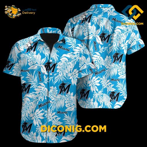 MLB Miami Marlins Tropical Leaf Hawaiian Shirt