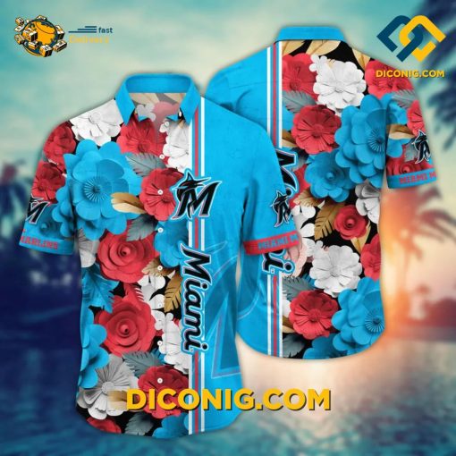 MLB Miami Marlins Hawaiian Shirt Custom Vintage Bloom