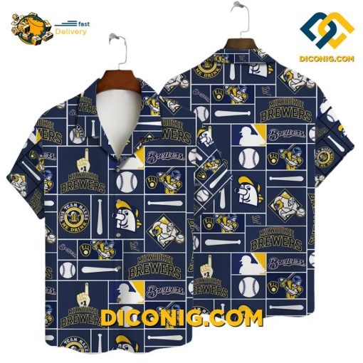 MLB Milwaukee Brewers Hawaiian Shirt Custom Baseball Icons