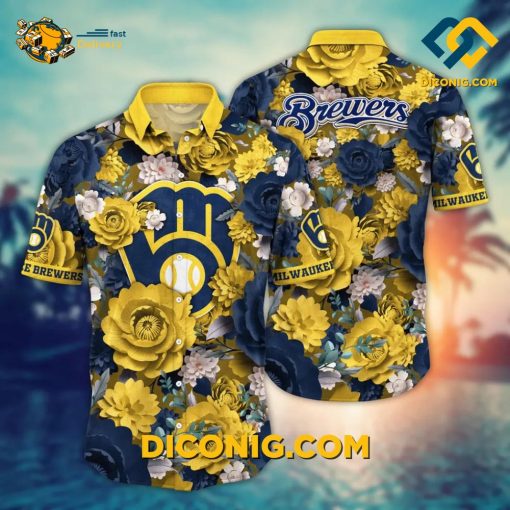 MLB Milwaukee Brewers Hawaiian Shirt Custom Bold Blooms