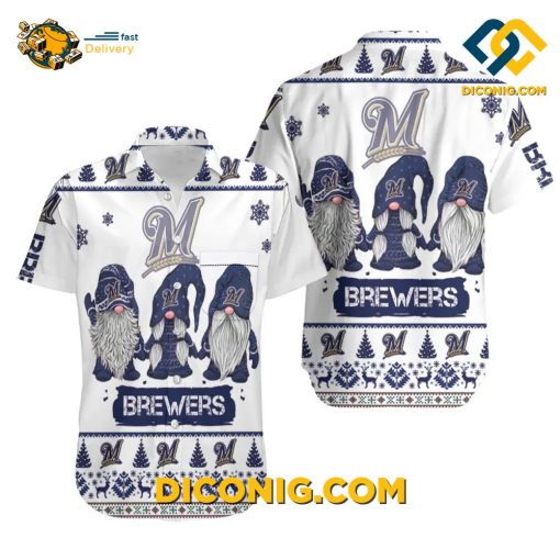 MLB Milwaukee Brewers Hawaiian Shirt Custom Festive Gnome Holiday