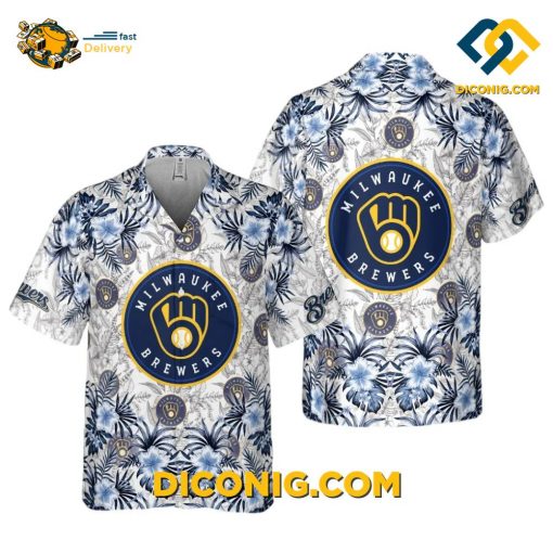MLB Milwaukee Brewers Hawaiian Shirt Custom Hibiscus Splash