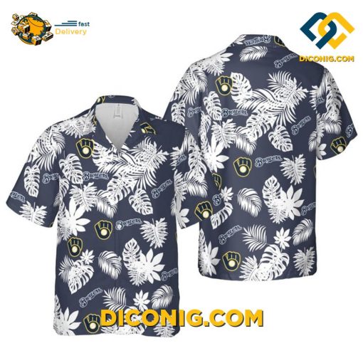 MLB Milwaukee Brewers Midnight Palm Hawaiian Shirt