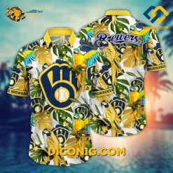 milwaukee brewers hawaiian shirt paradise parrot