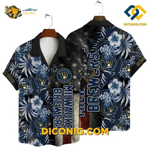 MLB Milwaukee Brewers Hawaiian Shirt Custom Patriotic Floral