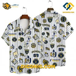 MLB Milwaukee Brewers Hawaiian Shirt Custom Pinstripe Icons