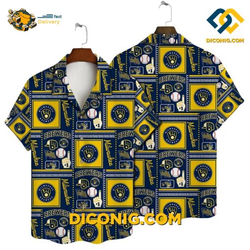 MLB Milwaukee Brewers Hawaiian Shirt Custom Retro Patchwork
