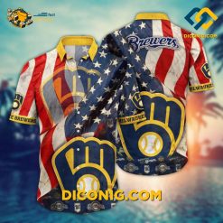 MLB Milwaukee Brewers Hawaiian Shirt Custom Stars & Stripes Pride