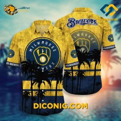 MLB Milwaukee Brewers Hawaiian Shirt Custom Sunset Palm