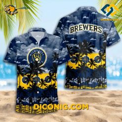 MLB Milwaukee Brewers Hawaiian Shirt Custom Sunset Palms