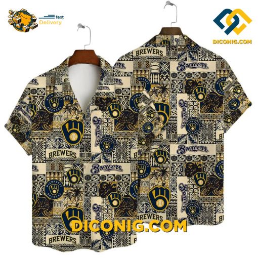 MLB Milwaukee Brewers Hawaiian Shirt Custom Tribal Patchwork