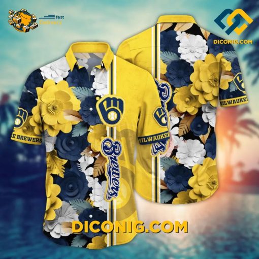 MLB Milwaukee Brewers Hawaiian Shirt Custom Tropical Blossom