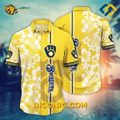 MLB Milwaukee Brewers Hawaiian Shirt Custom Tropical Hibiscus