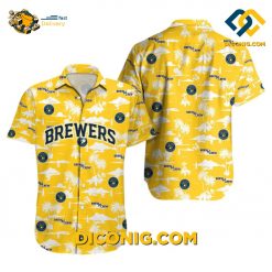 MLB Milwaukee Brewers Hawaiian Shirt Custom Yellow Palm Tree