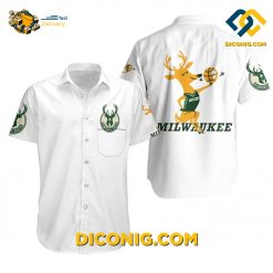 NBA Milwaukee Bucks Hawaiian Shirt Custom Classic White Button-Up