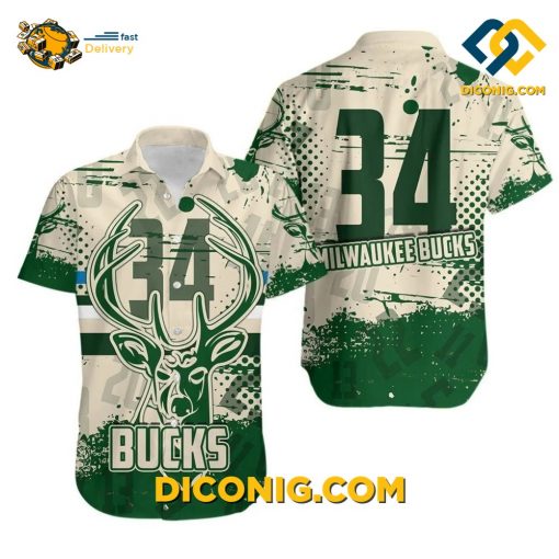 NBA Milwaukee Bucks Hawaiian Shirt Custom Number
