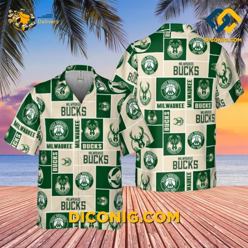 NBA Milwaukee Bucks Hawaiian Shirt Custom Logo Block