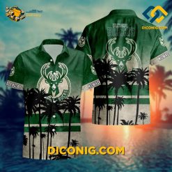 NBA Milwaukee Bucks Hawaiian Shirt Custom Palm Sunset