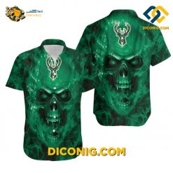 NBA Milwaukee Bucks Hawaiian Shirt Custom Skull Smoke